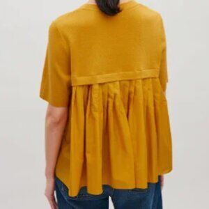 COS | golden yellow t-shirt with pleated back, size large